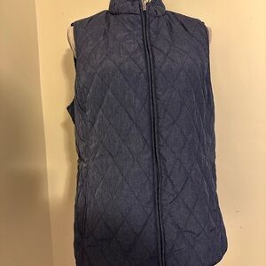 Croft & Barrow Blue Quilted Vest with Stand-Up Collar